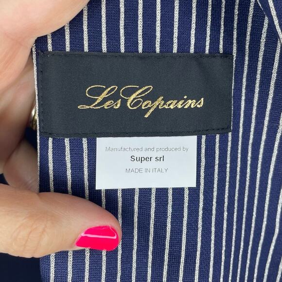 Les Copains Navy Stripe One Button Blazer Size 46 (M) - Picture 3 of 15